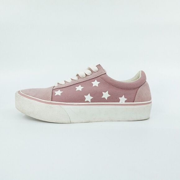 Steve Madden Leather Sneakers Womens 10 Pink Stars Platform 90s Retro - Picture 3 of 14